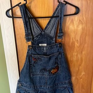 Christopher & Banks Fall themed denim overalls size Small